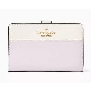 New Kate Spade Madison Medium Compact Bifold Wallet Leather Lilac Moonlight